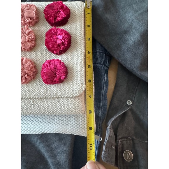 Stella Dot Clutch‎ Envelope Bag Woven Pom Pom Embellished Ombre Colors
